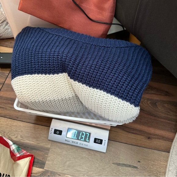 Pink Lily Womens M Oversized Fit Bulky Blue Silver Turtleneck Sweater Heavy - Picture 11 of 11